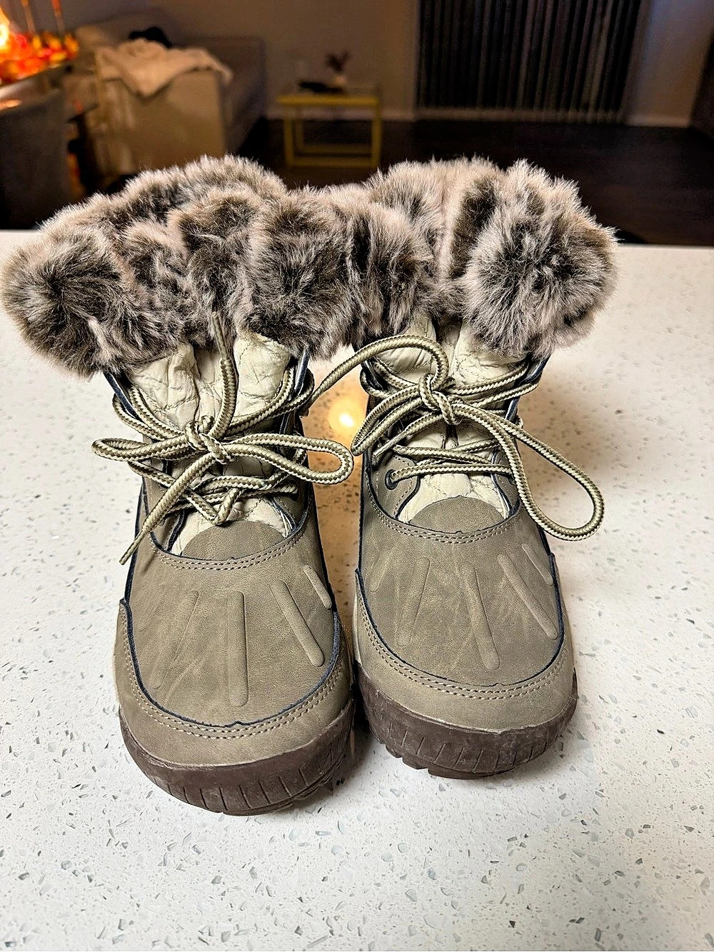 Bearpaw Marina Fur Cuff Winter Boots Gray US 6